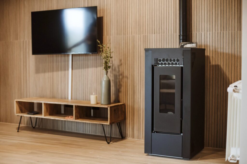 Detalles del salón: estufa de pellets